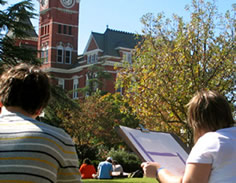 Students sketching