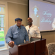 Dr. Bernard LaFayette Jr. and Khari Allen Lee posing for a photo at LaFayette's birthday celebration