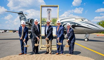 Auburn University leadership breaking ground for the air traffic control tower project
