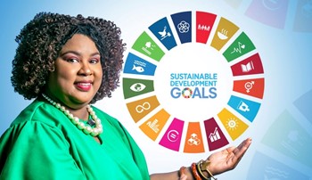 Felicia Tuggle displaying the sustainable development goals