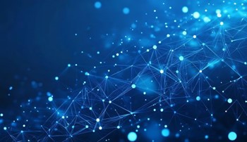 Lines and dots on a blue background