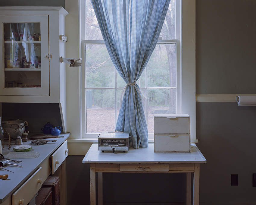 Image, courtesy of the artist Tema Stauffer and Tracey Morgan Gallery: William Faulkner’s Kitchen Curtains, Rowan Oak, Oxford, MS, 2018, archival pigment print, 30" x 36"