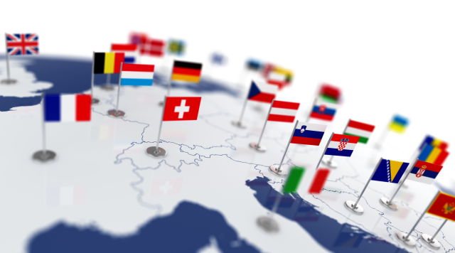 Map with international flags