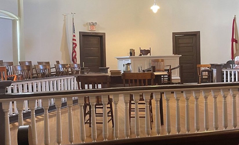 The courtroom where Act II of the "To Kill A Mockingbird" play takes place