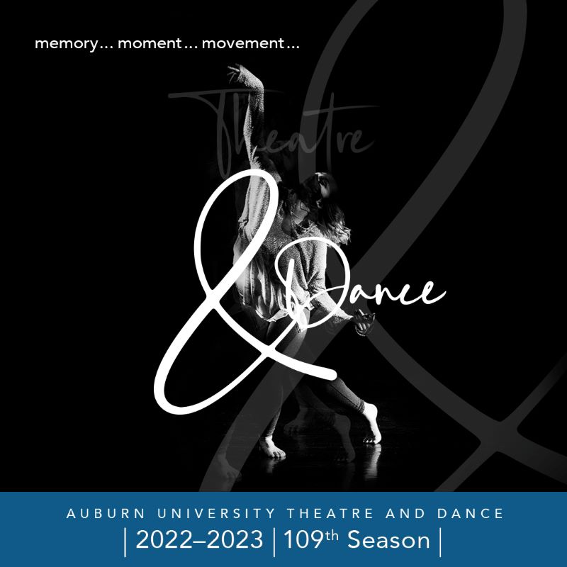 Theatre and Dance graphic featuring dancer in movement