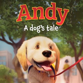 Andy A Dog's Tale poster with animated dog