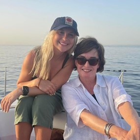 Abigail Minor and Kirsten Grenside on a boat in Malta
