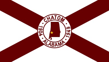 The crimson and white flag of Chatom, Alabama.