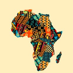 Africa map with ethnic motif pattern