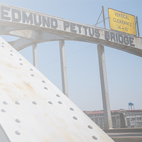 Graphic reading Selma: Teaching Historic Places with photo of Edmund Pettus Bridge