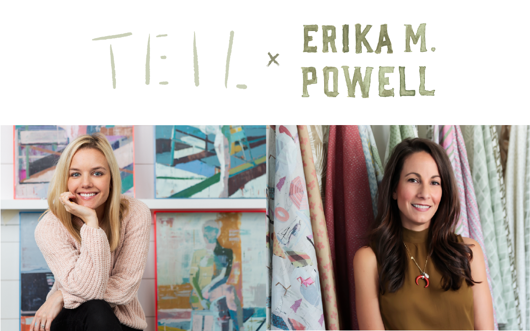 Teil Duncan Henley and Erika M. Powell pose with pieces from their textiles collaboration