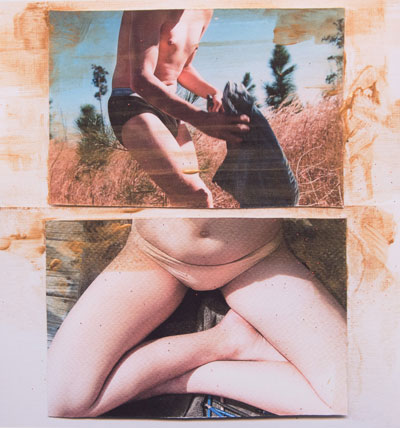 collage of a man and woman's crotches