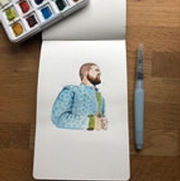 watercolor drawing of a man