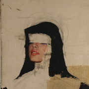 Mixed media on canvas of an abstract nun